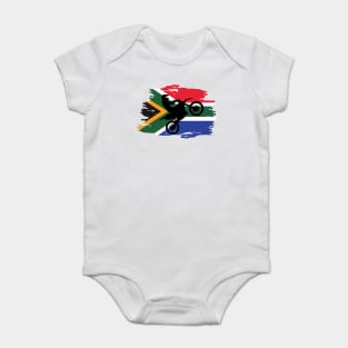 Awesome South African flag Dirt bike/Motocross design. Baby Bodysuit